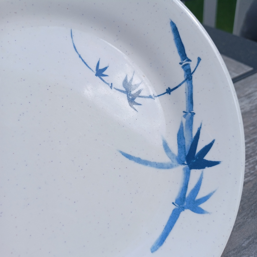 Melamine Plates 8" TAR-HONG Thunder Group Blue Bamboo Set of Four